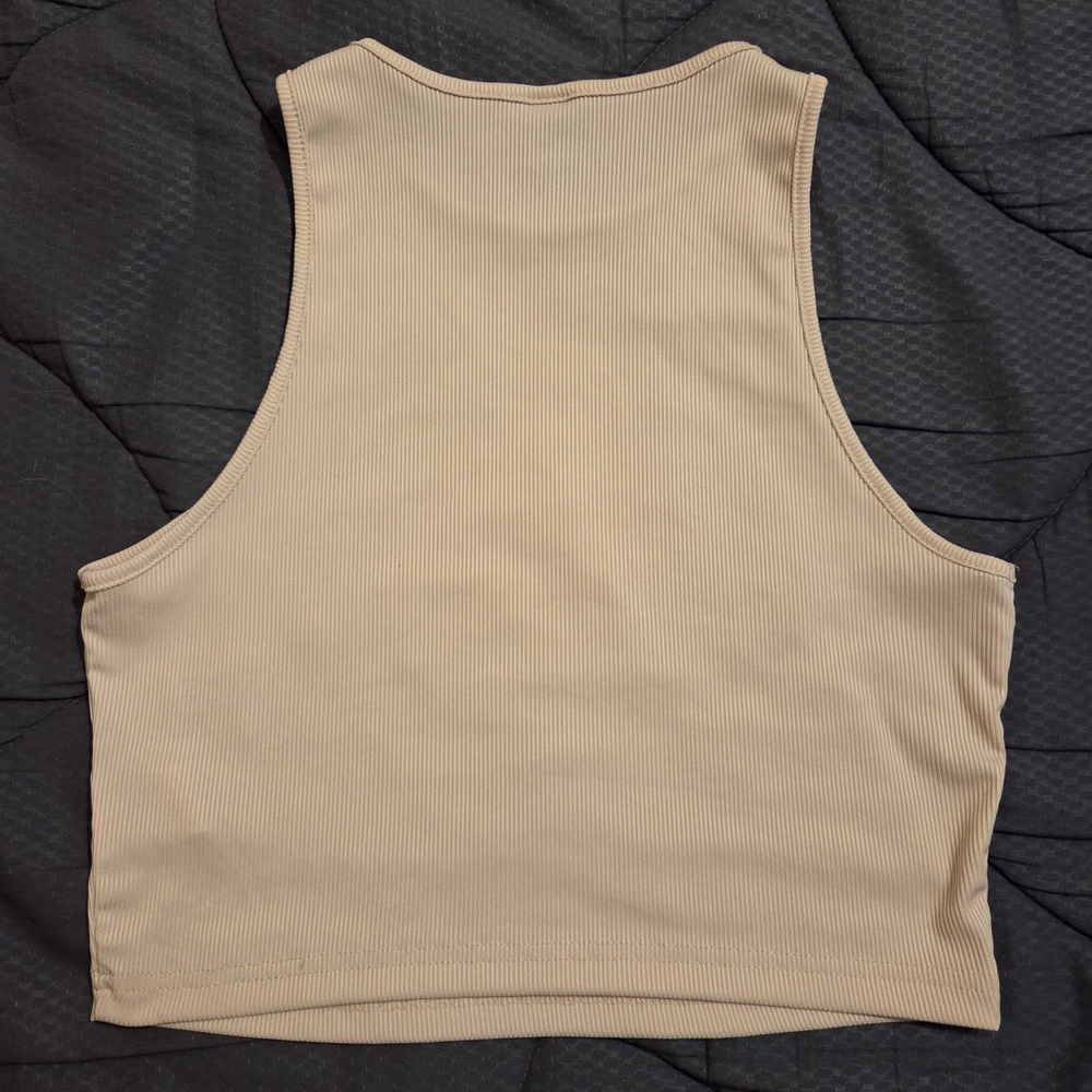 Shein Cream Ribbed Tank Top - Picture 2 of 3